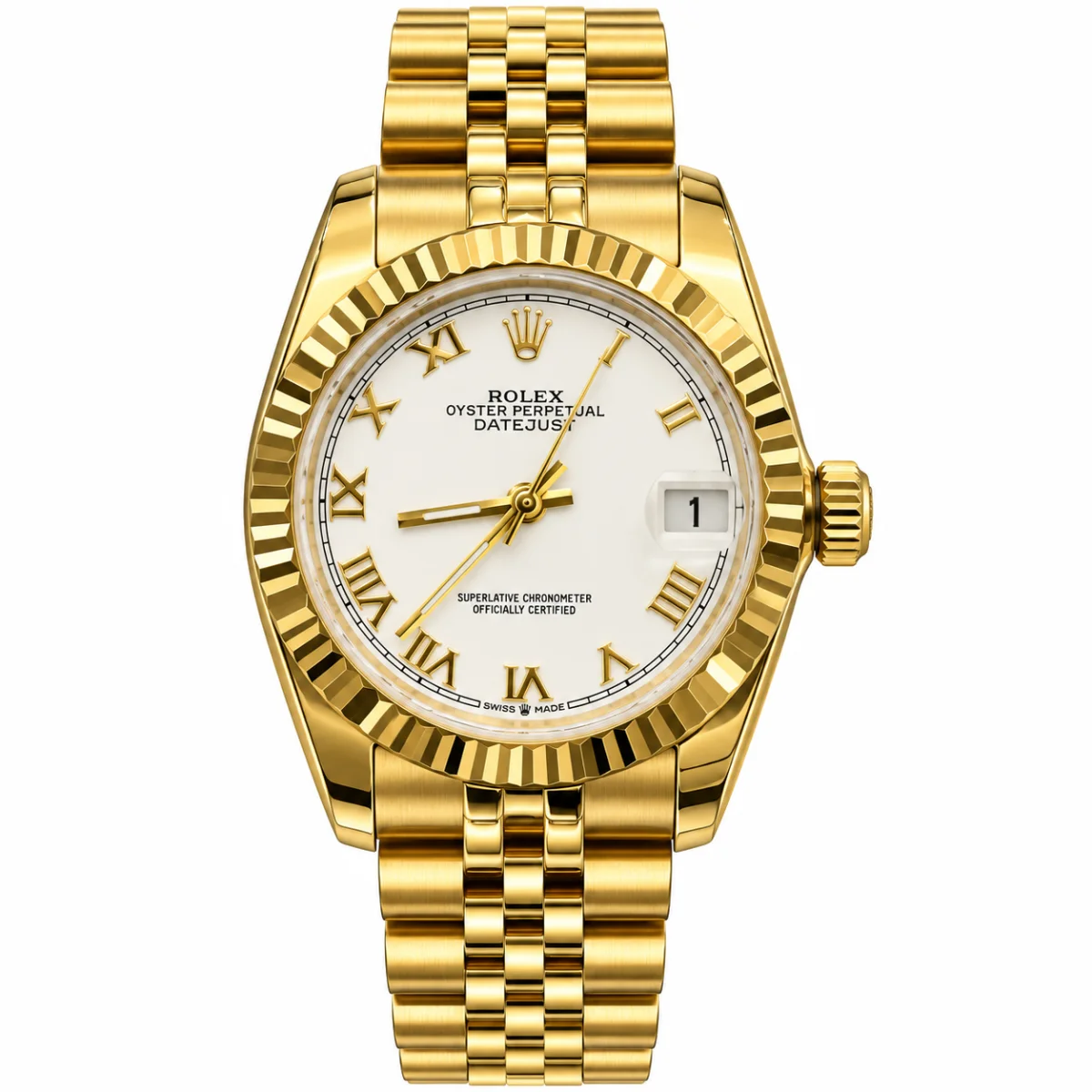 Rolex Datejust 28mm White Roman Dial Watch For Women - image 1