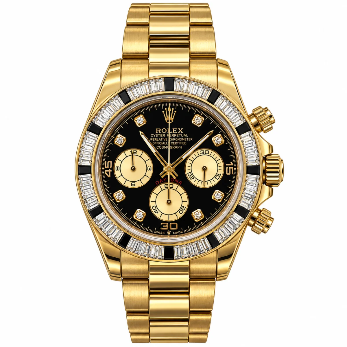 Rolex Daytona Quartz Gold Black Stone Dial Watch - image 1
