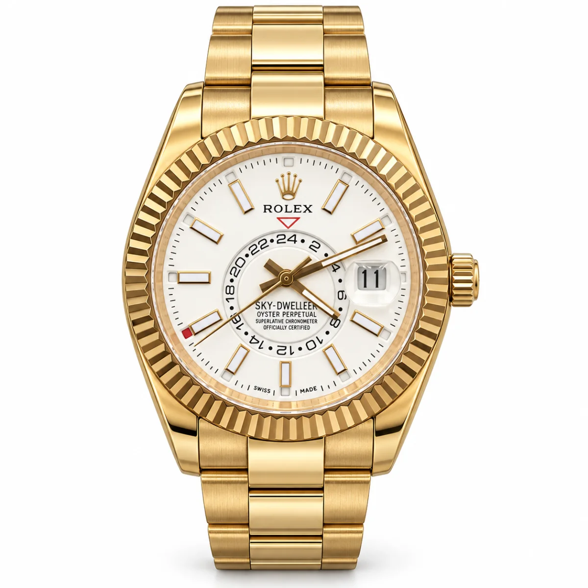 Rolex Sky-Dweller 42mm Gold White Dial Watch For Men - image 1