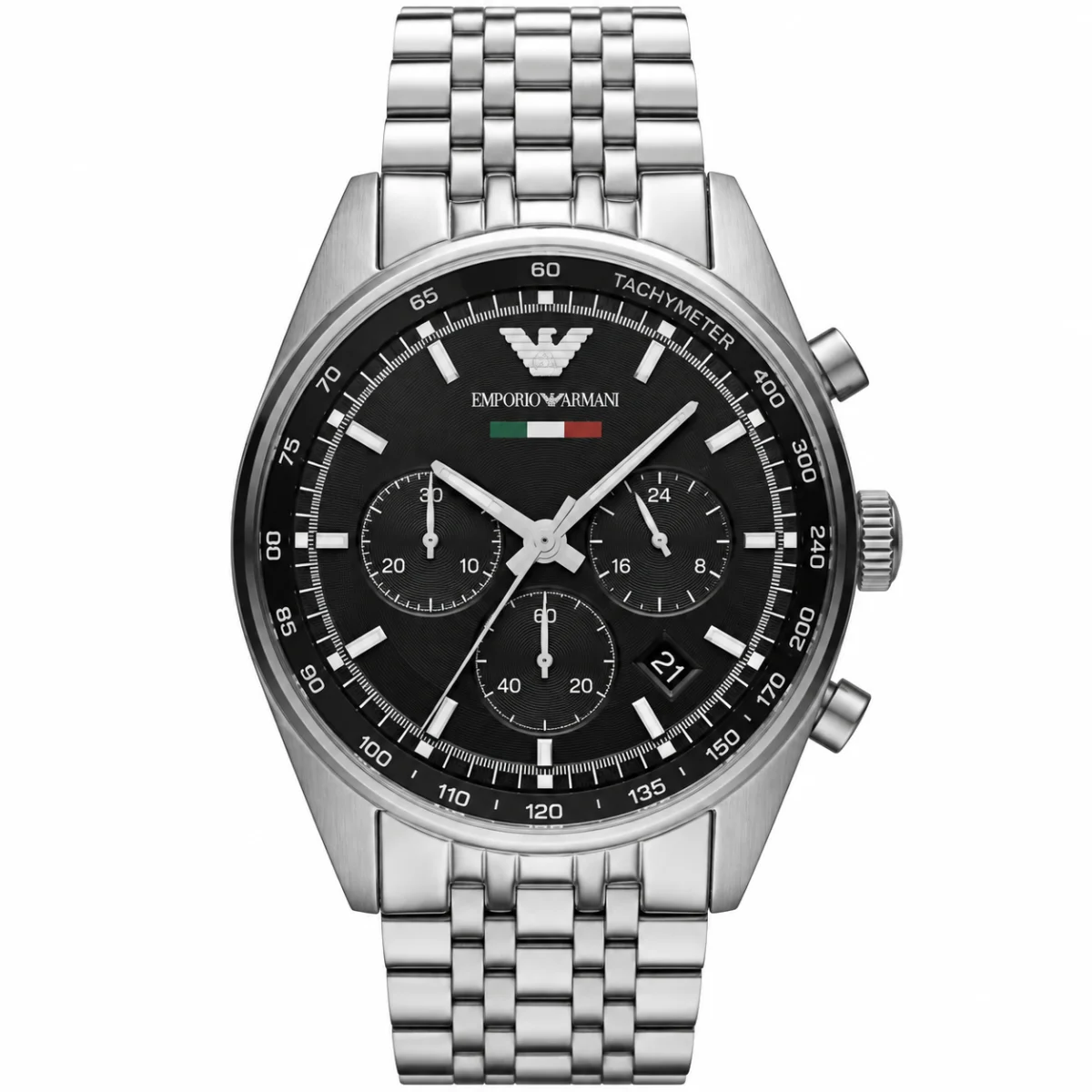 Emporio Armani Tazio AR5983 Men’s Watch – Black Dial & Silver Bracelet - image 1
