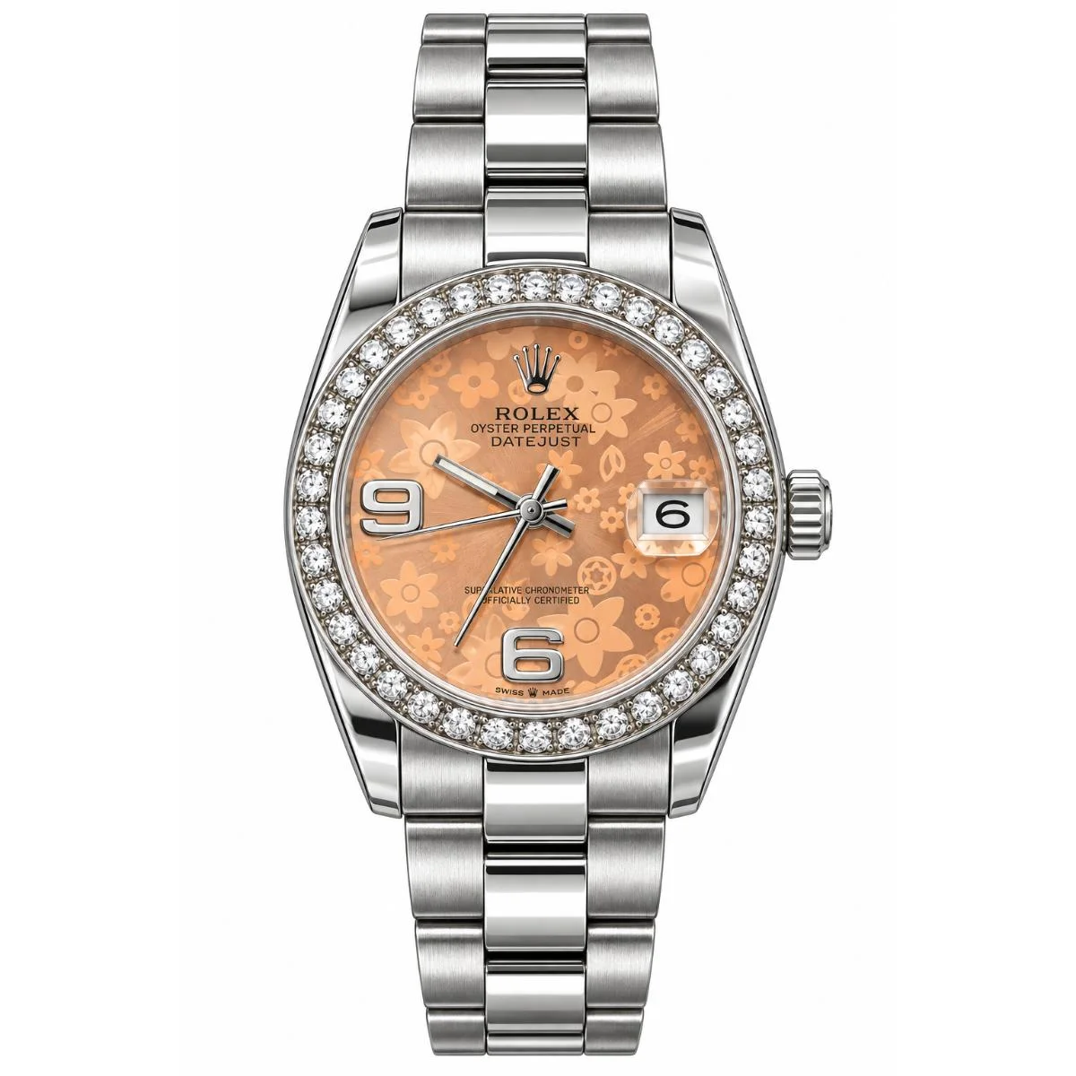 Rolex Datejust 36 Orange Floral Stone Dial Watch For Women - image 1