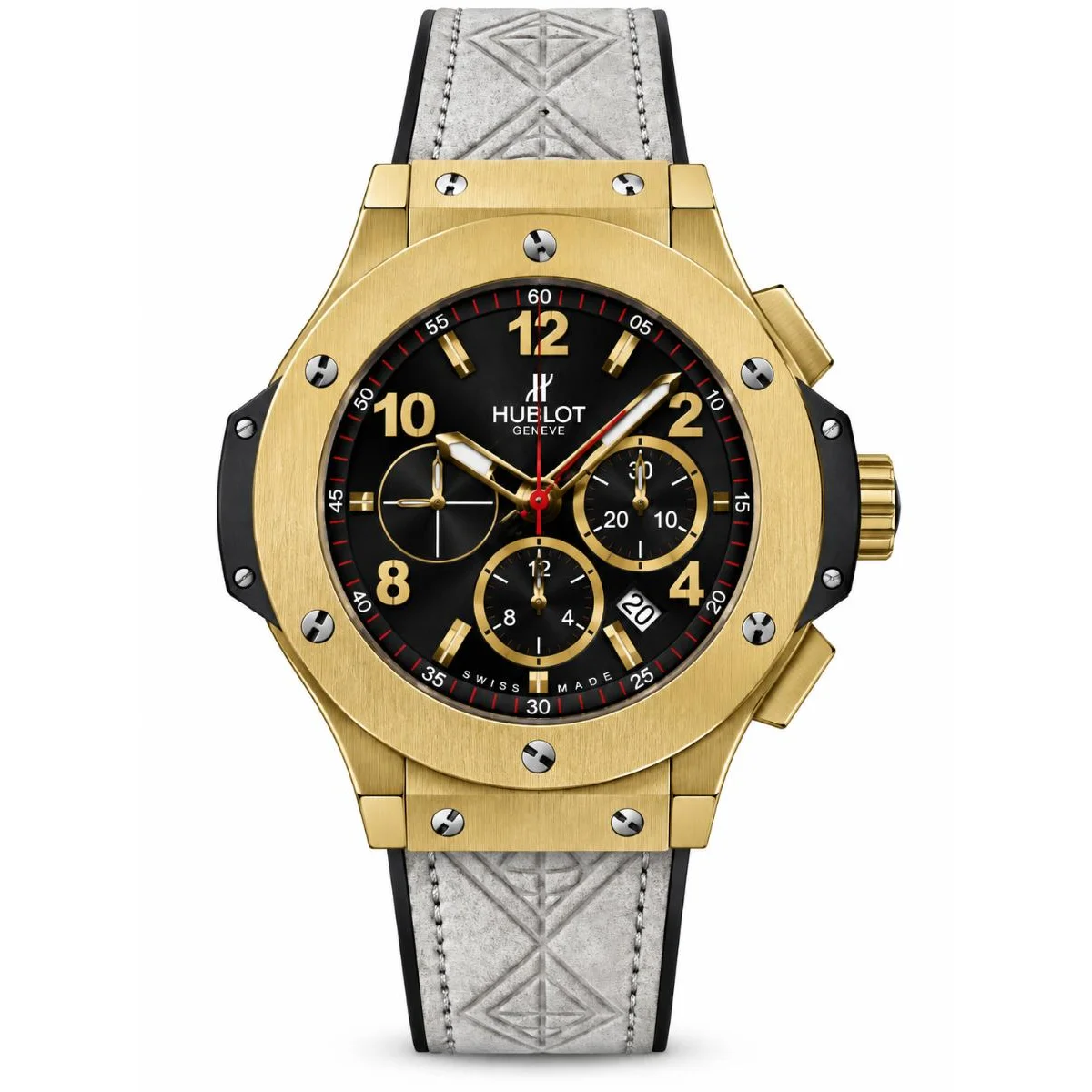 Hublot Big Bang Chronograph Gold Black Dial White Strap Watch - image 1